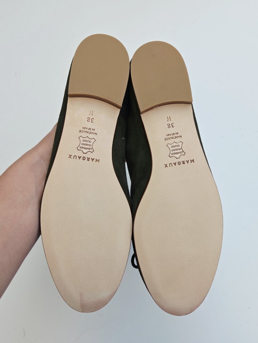 Margaux The Demi ballet flats in an olive green suede 38 8 Wide - Picture 6 of 7